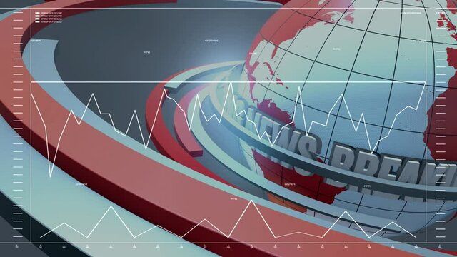 Financial breaking news animation, data, numbers, graph.