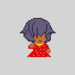 Woman pixel character in art style