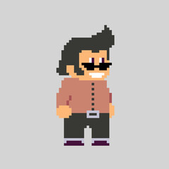 Pixel man character in art style
