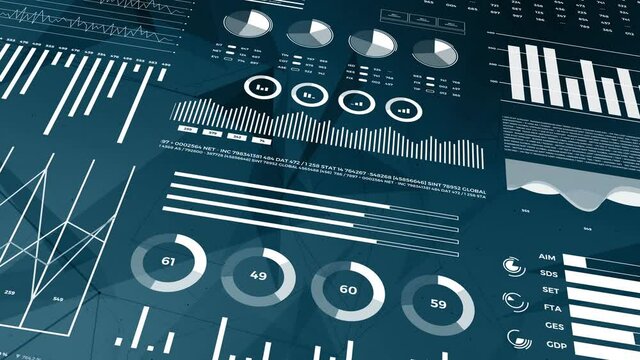 Data and report statistics, animation with graph diagrams.
