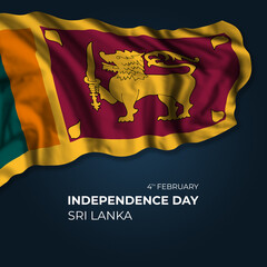 Sri Lanka independence day greetings card with flag - 481455828