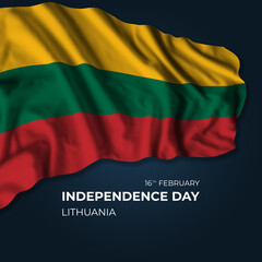 Lithuania independence day greetings card with flag