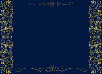 Royal blue background with gold ornament and frame 