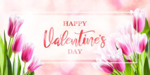 Holiday Valentines day background with flowers