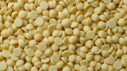 Chocolate. White chocolate chips top view