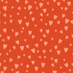 St. Valentine's Day seamless pattern. Pink hearts on a red background