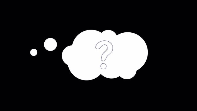 question mark in speech bubble animation. ALPHA channel, transparent background. hand drawn cartoon doodle style. Ask button, advice, FAQ sign, help banner. stock footage, motion graphics
