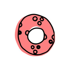 Cartoon hand drawn dog rubber toy vector illustration on a white background. House pet stuff concept. Puppy training equipment, accessories, toys, treats.