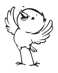 A cheerful bird spreads its wings for hugs.