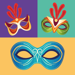 three mardi gras masks