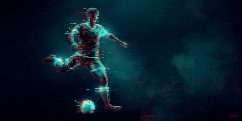 football soccer player man in action isolated blue background. Vector illustration © Yevheniia