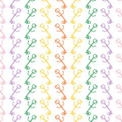 Mower icon isolated seamless pattern. Mower cutting grass. Vector Illustration. Hand-drawn.