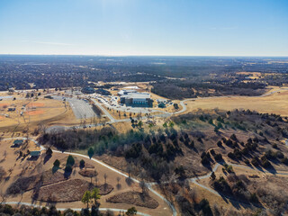 Fototapeta premium Aerial view of the Edmond Public Schools near Mitch Park