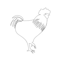Rooster one line drawing vector. Minimalism design of cock animal illustration. Hand drawn sketch design of chicken good for tattoo or poster.