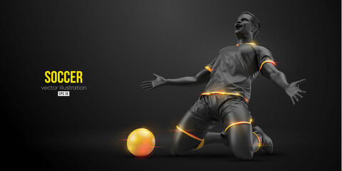 football soccer player man in action isolated black background. Vector illustration © Yevheniia