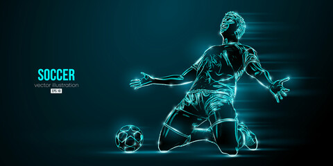 football soccer player man in action isolated blue background. Vector illustration © Yevheniia