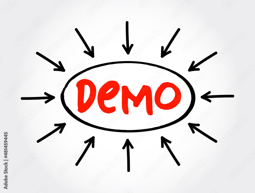Poster demo text with arrows, concept for presentations and reports