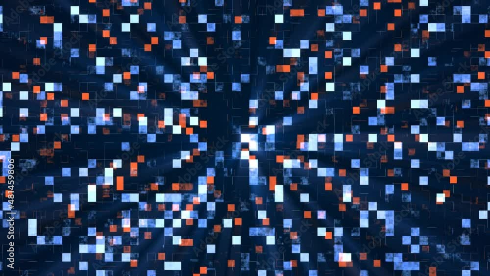 Poster animation of an abstract mosaic background. texture of moving squares and lines. design of technical