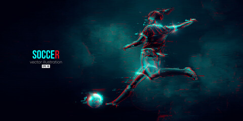 Obraz na płótnie Canvas football soccer player woman in action isolated blue background. Vector illustration