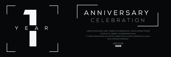 1 years anniversary celebration template, Vector illustration.
