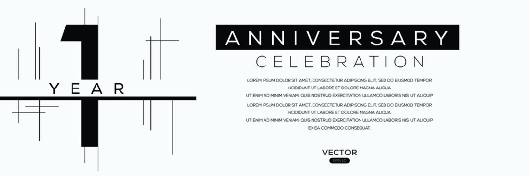 1 years anniversary celebration template, Vector illustration.