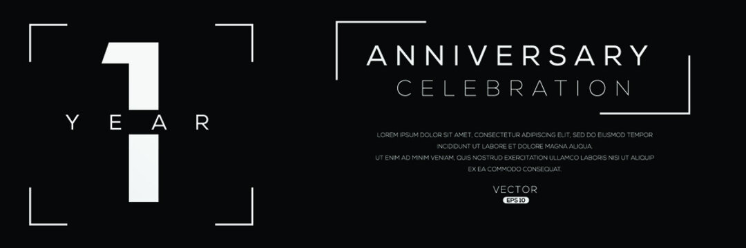 1 years anniversary celebration template, Vector illustration.