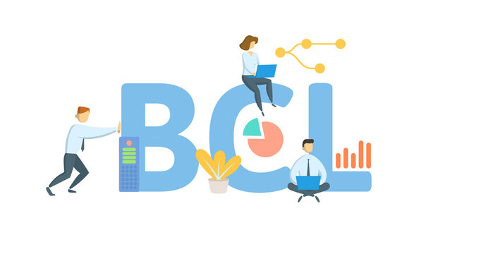 BCL, Bank Comfort Letter. Concept with keyword, people and icons. Flat vector illustration. Isolated on white.