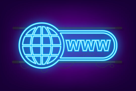 Internet search bar. Cursor neon icon. Internet window. Search bar icon