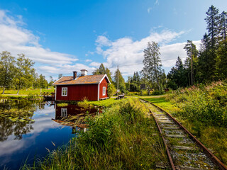 house on the lake , picture taken in Sweden, Europe - 481461007