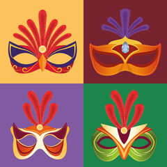 four mardi gras masks