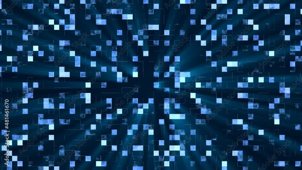 Poster animation abstract mosaic background. texture of moving squares and lines. design of technical inter