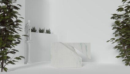 Minimal background for product presentation. natural sunshade shadow on dark plaster wall. 3d render illustration.