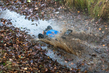 Radio controlled buggies cars race, process of  rc wireless model toy car rally off road outdoor race competition