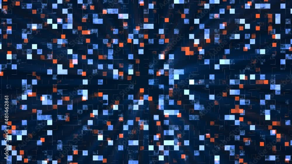 Poster animation of an abstract mosaic background. texture of moving squares and lines. design of technical