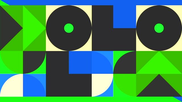 Contracting suprematism background with moving colorful circles, triangles, and squares. Motion. Flat colorful geometric shapes.