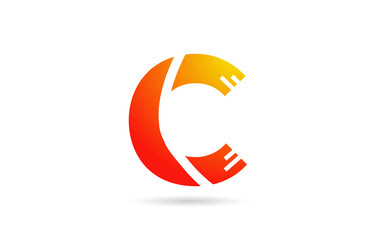 C orange gradient alphabet letter logo design icon. Creative template for business