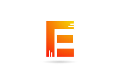 E orange gradient alphabet letter logo design icon. Creative template for business