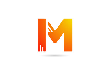M orange gradient alphabet letter logo design icon. Creative template for business