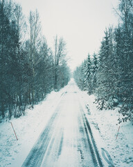 Lonely winter road