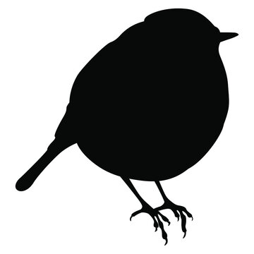 recommend clip art: Silhouette of European robin or redbreast bird. Erithacus rubecula. Vector animal illustration. 