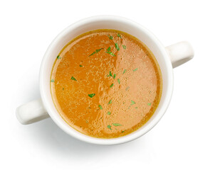 bowl of fresh chicken broth