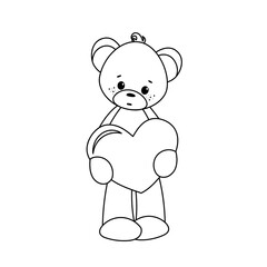 Vector illustration of a cute teddy bear. Gift toy for Valentines day, birthday, Christmas, holiday. Doodle.