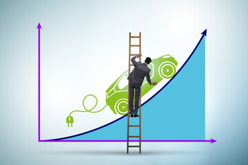 Growth of electric car usage concept