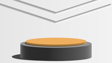 Black and Gold 3D Podium or Pedestal with Triangle Background in 3d Rendering