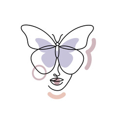 Face of an abstract woman with a butterfly.