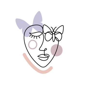 Face of an abstract woman with a butterfly.