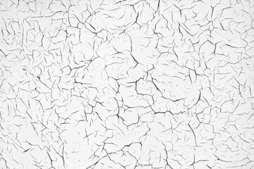 Fototapeta premium White cracked texture. Damaged, aged and weathered surface.