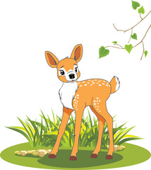 Cute fawn in the glade