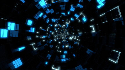 VJ トンネル キューブ サイバー空間 デジタル 青 [別Verあり]