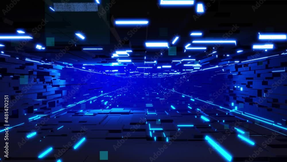 Poster sci fi technology futuristic concept. blue dark sci fi background fly in tech digital space in cosmo